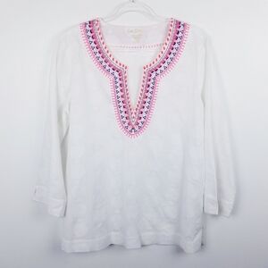 Lilly Pulitzer Amelia Sunburst Embroidered Tunic Top size Large